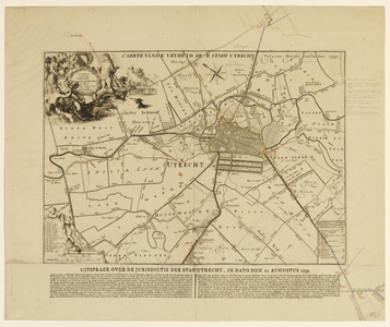 216025 Kaart van het grondgebied van de stadsvrijheid van Utrecht met directe omgeving; met weergave van het ...